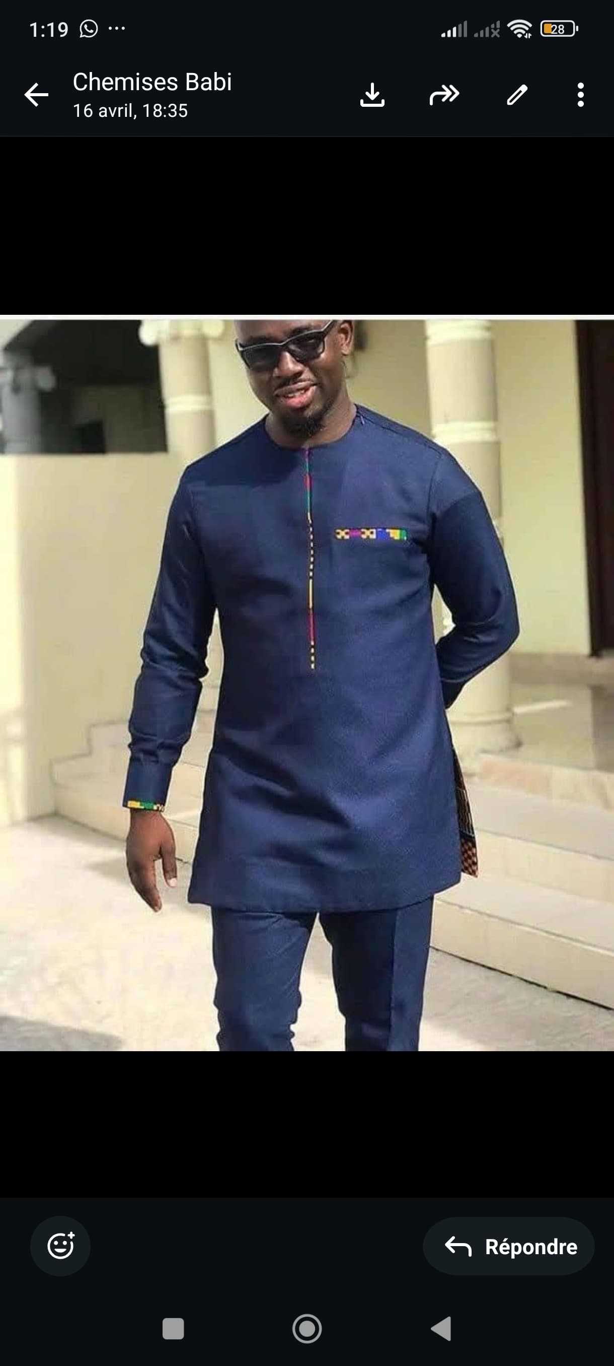 Tunique longues manches + pantalon